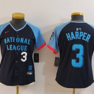 Youth National League #3 Bryce Harper Navy 2024 All-Star Limited Stitched Baseball Jerseys