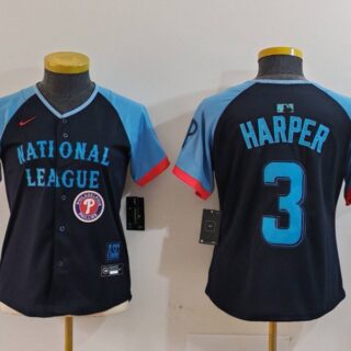 Youth National League #3 Bryce Harper Navy 2024 All-Star Limited Stitched Baseball Jerseys