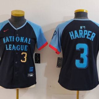Youth National League #3 Bryce Harper Navy 2024 All-Star Limited Stitched Baseball Jerseys