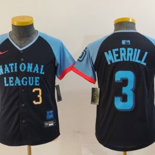 Youth National League #3 Jackson Merrill Navy 2024 All-Star Limited Stitched Baseball Jerseys