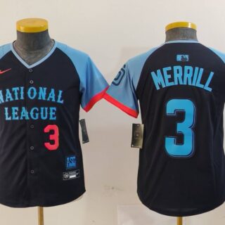 Youth National League #3 Jackson Merrill Navy 2024 All-Star Limited Stitched Baseball Jerseys