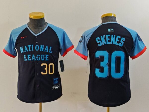 Youth National League #30 Paul Skenes Navy 2024 All-Star Limited Stitched Baseball Jerseys