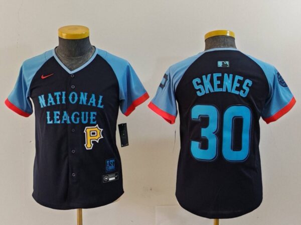 Youth National League #30 Paul Skenes Navy 2024 All-Star Limited Stitched Baseball Jerseys