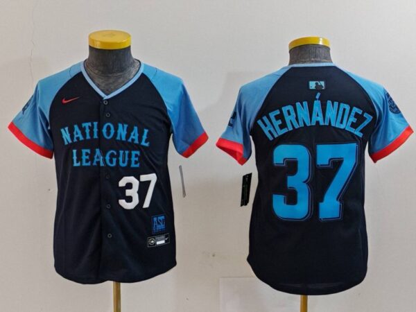 Youth National League #37 Teoscar Hernandez Navy 2024 All-Star Limited Stitched Baseball Jerseys