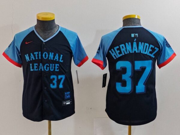 Youth National League #37 Teoscar Hernandez Navy 2024 All-Star Limited Stitched Baseball Jerseys