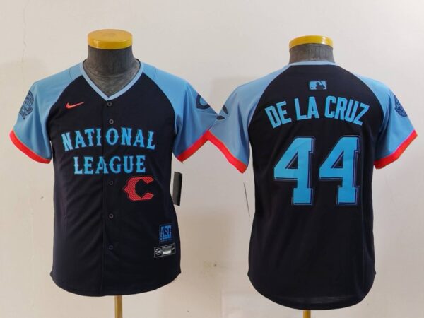 Youth National League #44 Elly De La Cruz Navy 2024 All-Star Limited Stitched Baseball Jerseys