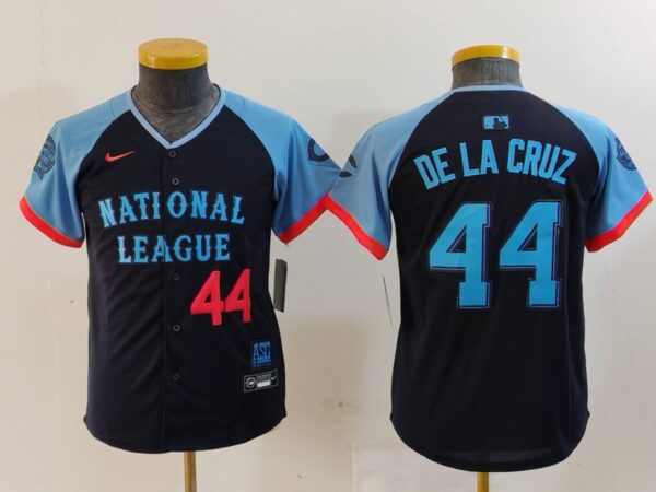 Youth National League #44 Elly De La Cruz Navy 2024 All-Star Limited Stitched Baseball Jerseys