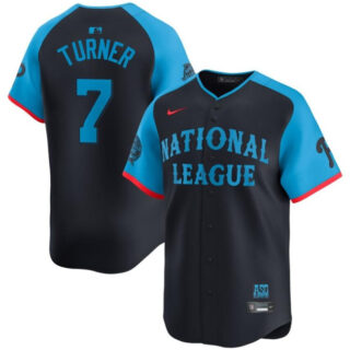 Youth National League #7 Trea Turner Navy 2024 All-Star Limited Stitched Baseball Jersey