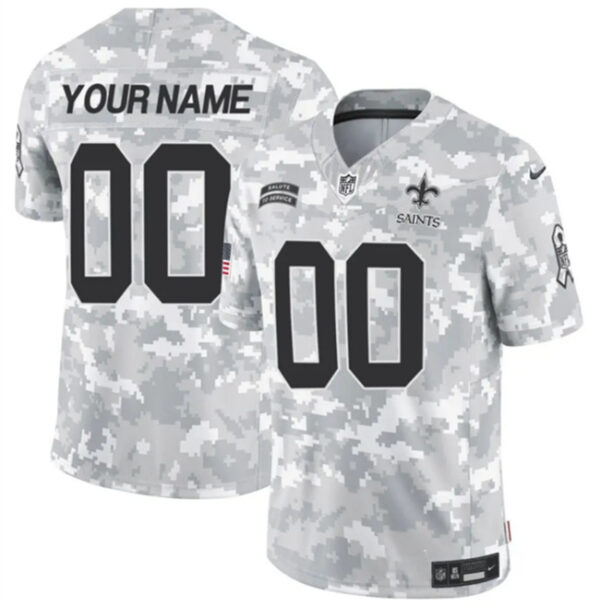 Youth New Orleans Saints Active Player Custom 2024 F.U.S.E Arctic Camo Salute To Service Limited Stitched Football Jersey