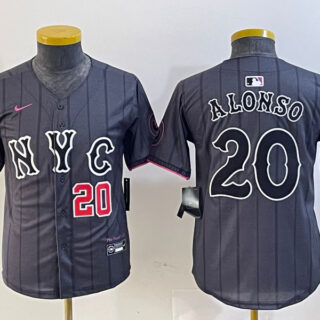 Youth New York Mets #20 Pete Alonso Graphite 2024 City Connect Limited Stitched Baseball Jersey