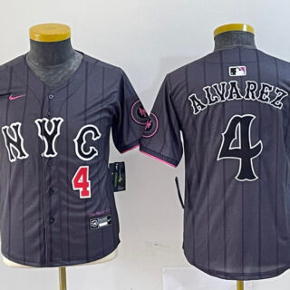 Youth New York Mets #4 Francisco Alvarez Graphite 2024 City Connect Limited Stitched Baseball Jersey