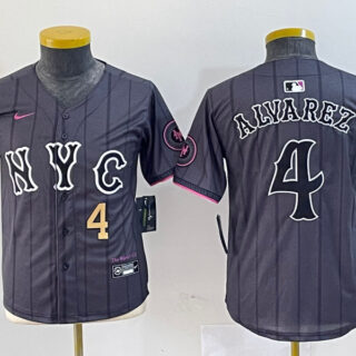 Youth New York Mets #4 Francisco Alvarez Graphite 2024 City Connect Limited Stitched Baseball Jersey