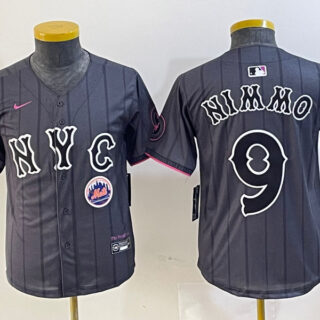 Youth New York Mets #9 Brandon Nimmo Graphite 2024 City Connect Limited Stitched Baseball Jersey