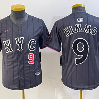 Youth New York Mets #9 Brandon Nimmo Graphite 2024 City Connect Limited Stitched Baseball Jersey