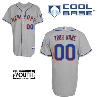 Youth New York Mets Authentic Customized Road Gray Baseball Jersey