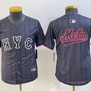Youth New York Mets Team Big Logo Graphite 2024 City Connect Limited Stitched Baseball Jersey