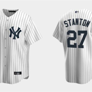 Youth New York Yankees #27 Giancarlo Stanton White Cool Base Stitched Baseball Jersey