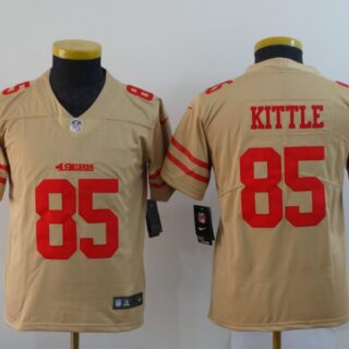 Youth Nike 49ers 85 George Kittle Cream Youth Inverted Legend Limited Jersey