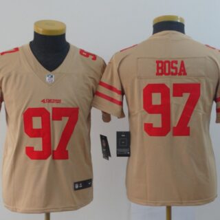 Youth Nike 49ers 97 Nick Bosa Cream Youth Inverted Legend Limited Jersey