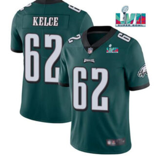 Youth Philadelphia Eagles #62 Jason Kelce Green Super Bowl LVII Patch Vapor Untouchable Limited Stitched Football Jersey