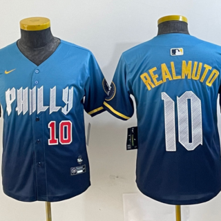 Youth Philadelphia Phillies #10 J.T. Realmuto Blue 2024 City Connect Limited Stitched Baseball Jersey