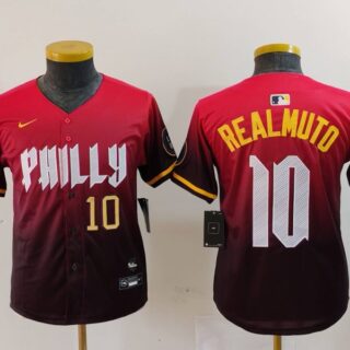 Youth Philadelphia Phillies #10 J.T. Realmuto Red 2024 City Connect Limited Stitched Baseball Jerseys