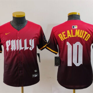 Youth Philadelphia Phillies #10 J.T. Realmuto Red 2024 City Connect Limited Stitched Baseball Jersey