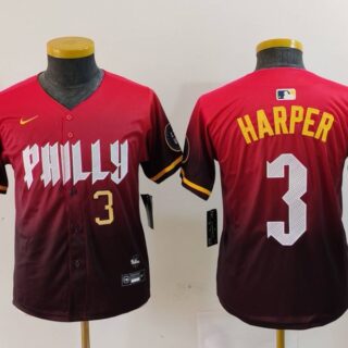 Youth Philadelphia Phillies #3 Bryce Harper Red 2024 City Connect Limited Stitched Baseball Jerseys