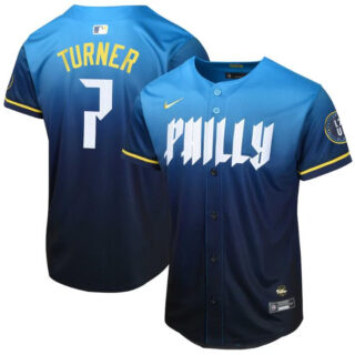 Youth Philadelphia Phillies #7 Trea Turner Blue 2024 City Connect Limited Stitched Baseball Jersey