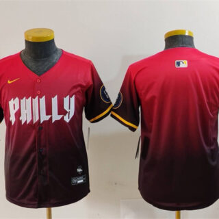 Youth Philadelphia Phillies Blank Red 2024 City Connect Limited Stitched Baseball Jersey