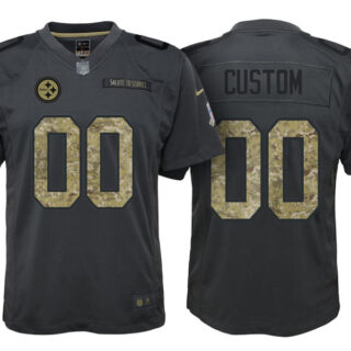 Youth Pittsburgh Steelers Anthracite Customized Camo 2016 Salute to Service Jersey