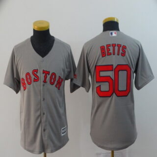 Youth Red Sox 50 Mookie Betts Gray Youth Cool Base Jersey