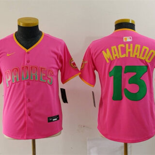 Youth San Diego Padres #13 Manny Machado Pink Stitched Baseball Jersey