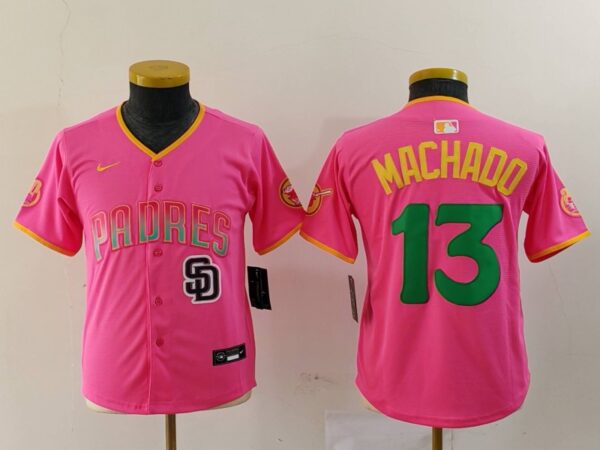 Youth San Diego Padres #3 Jackson Merrill Pink Stitched Baseball Jerseys