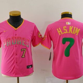 Youth San Diego Padres #7 Ha-Seong Kim Pink Stitched Baseball Jerseys