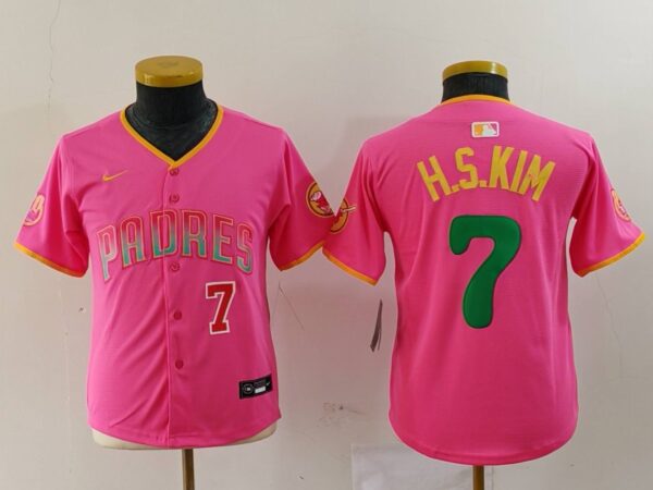 Youth San Diego Padres #7 Ha-Seong Kim Pink Stitched Baseball Jerseys