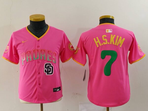 Youth San Diego Padres #7 Ha-Seong Kim Pink Stitched Baseball Jerseys