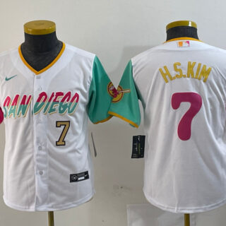 Youth San Diego Padres #7 Ha-Seong Kim White City Connect Stitched Baseball Jerseys