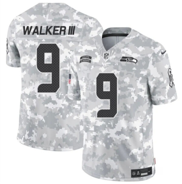 Youth Seattle Seahawks #9 Kenneth Walker III 2024 F.U.S.E Arctic Camo Salute To Service Limited Stitched Football Jersey
