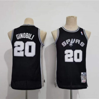 Youth Spurs #20 Manu Ginobili Black Stitched Jersey