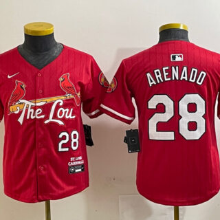 Youth St. Louis Cardinals #28 Nolan Arenado Red 2024 City Connect Stitched Baseball Jersey
