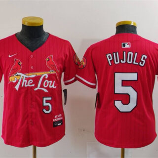 Youth St. Louis Cardinals #5 Albert Pujols Red 2024 City Connect Limited Stitched Baseball Jersey