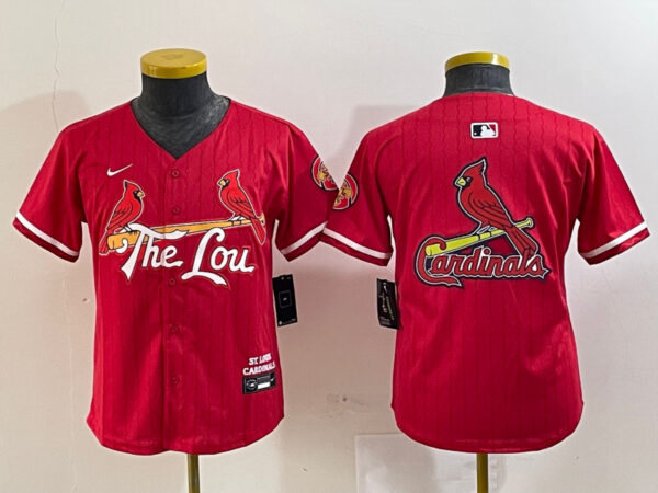 Youth St. Louis Cardinals Team Big Logo Red 2024 City Connect Limited Stitched Baseball Jerseys