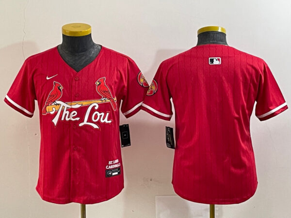 Youth St. Louis Cardinals Team Big Logo Red 2024 City Connect Limited Stitched Baseball Jerseys