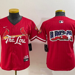 Youth St. Louis Cardinals Team Big Logo Red 2024 City Connect Limited Stitched Baseball Jerseys