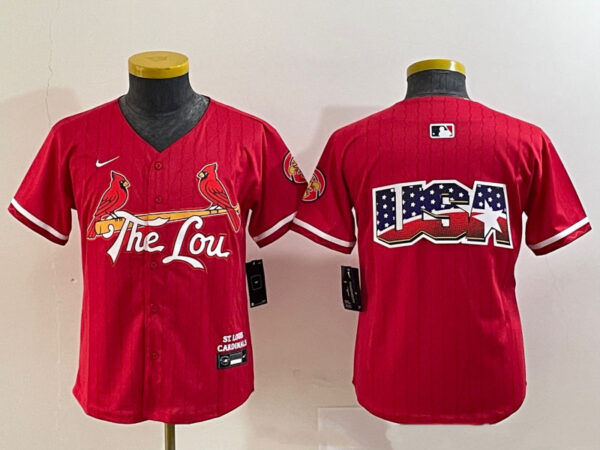 Youth St. Louis Cardinals Team Big Logo Red 2024 City Connect Limited Stitched Baseball Jerseys