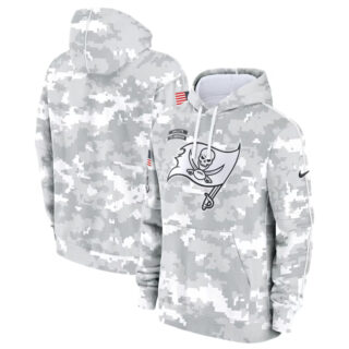 Youth Tampa Bay Buccaneers 2024 White Gray Salute To Service Pullover Hoodie