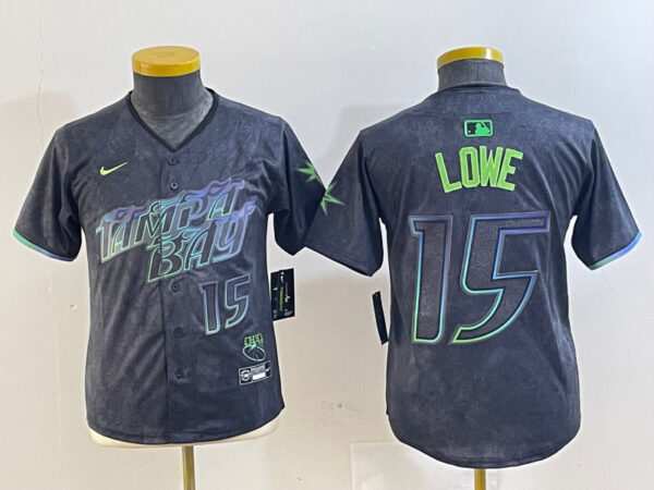Youth Tampa Bay Rays #15 Josh Lowe Charcoal 2024 City Connect Limited Stitched Baseball Jersey(Run Small)