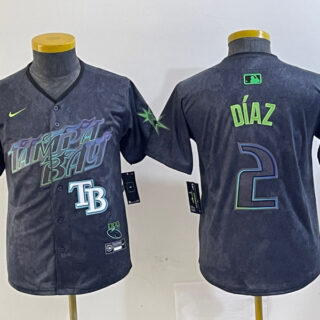 Youth Tampa Bay Rays #2 Yandy Díaz Charcoal 2024 City Connect Limited Stitched Baseball Jersey