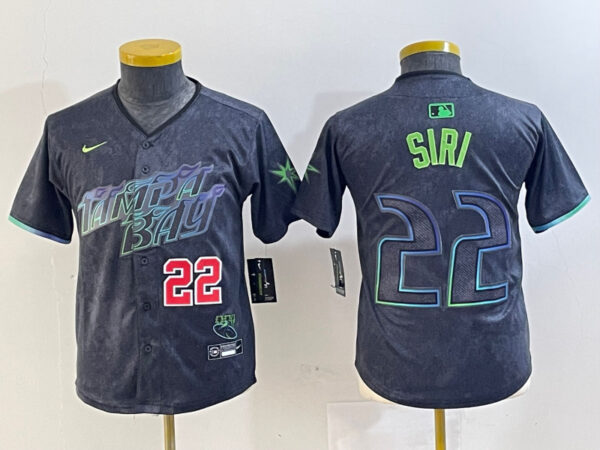 Youth Tampa Bay Rays #22 Jose Siri Charcoal 2024 City Connect Limited Stitched Baseball Jerseys